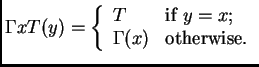 $\displaystyle \typerule {\hastype {\Gamma\tsubst{x_1}{T_1}\cdots\tsubst{x_n}{T_...
...\gammahastype {\Abstraction {x_1,\ldots,x_n}{e}}{\funtype {T_1,\ldots,T_n}{T}}}$